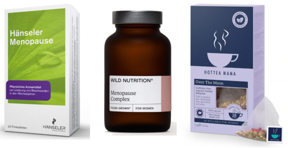 Figure 3: Women’s health products (from left to right) herbal medicine, food supplement, and herbal infusion