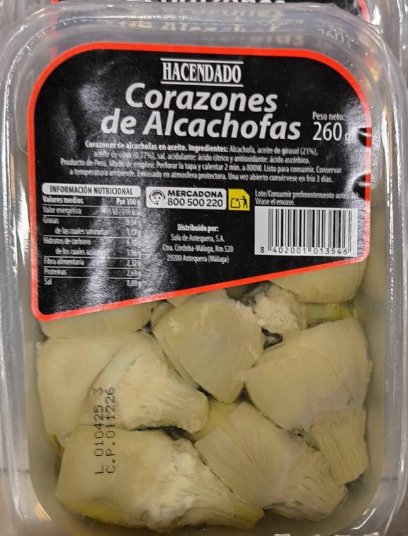 Figure 4 - Artichoke hearts preserved with oil, imported from Peru (private label by Mercadona)