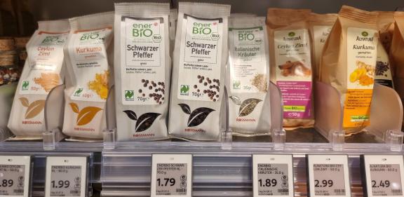 Figure 4 - Organic-certified black pepper in a 70-gram stand-up pouch in a German health-food store