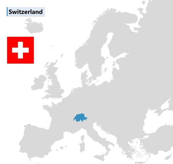 Figure 1 - Switzerland map location in Europe and national flag