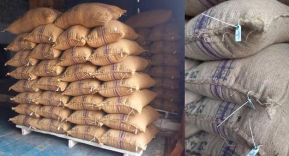 Figure 4 - Cocoa bags with bar codes for traceability