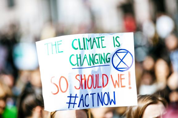 Protest sign asking for action against climate change