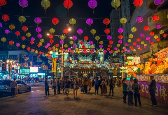 Street food market at night