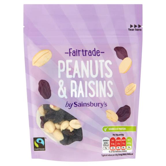 A Fairtrade peanut and raisin product in the UK (Sainsbury’s private label)