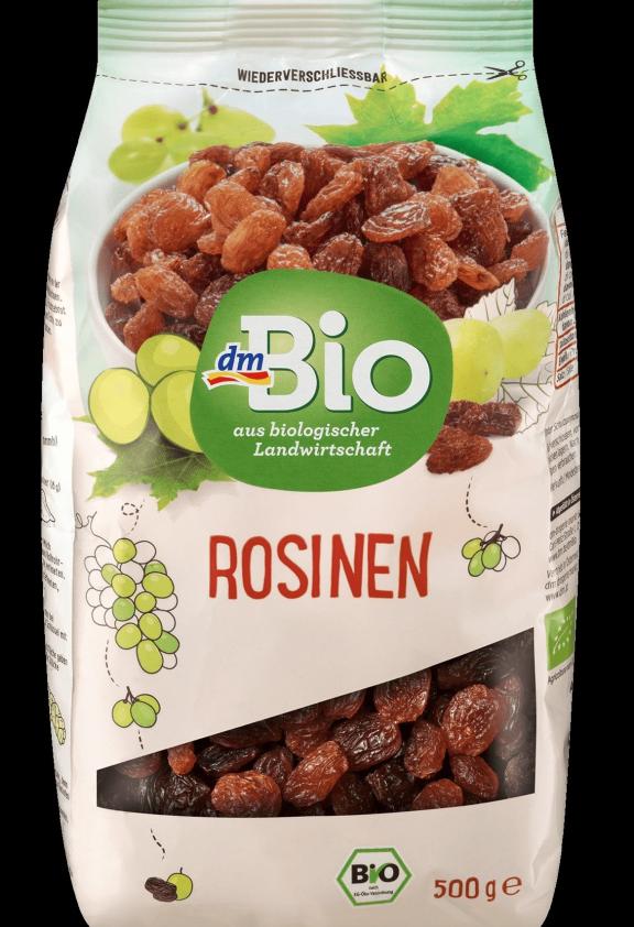 An organic dried grapes product from Germany (dm)