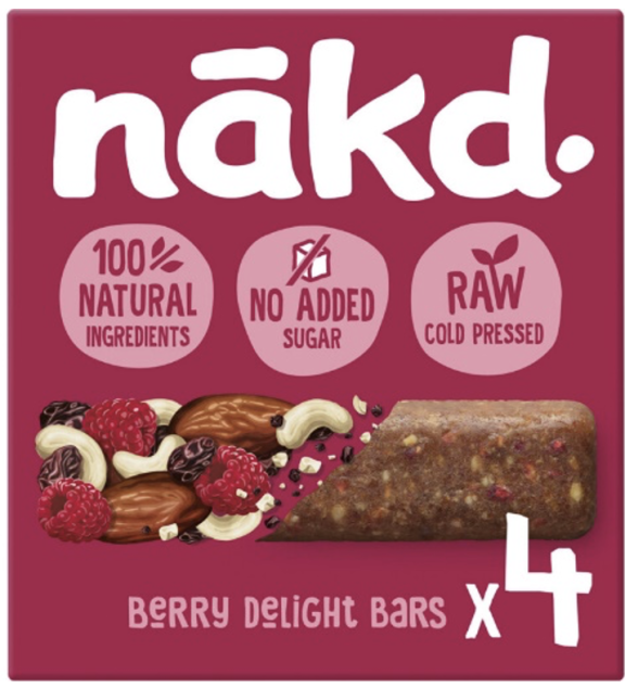 Packaging of Nakd clean-label snack bars