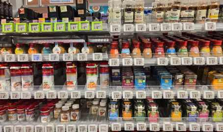 Shelf in a food retail outlet
