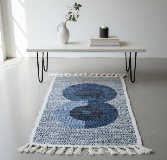 Woven mat on a floor