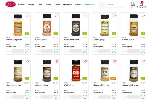 Spices and herbs in an organic supermarket
