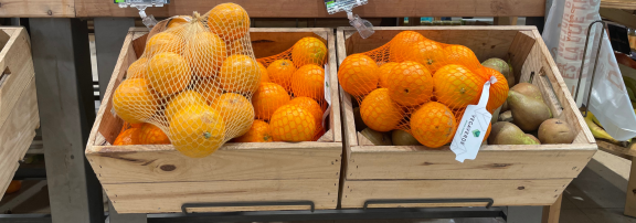 Fresh organic oranges in a Spanish supermarket