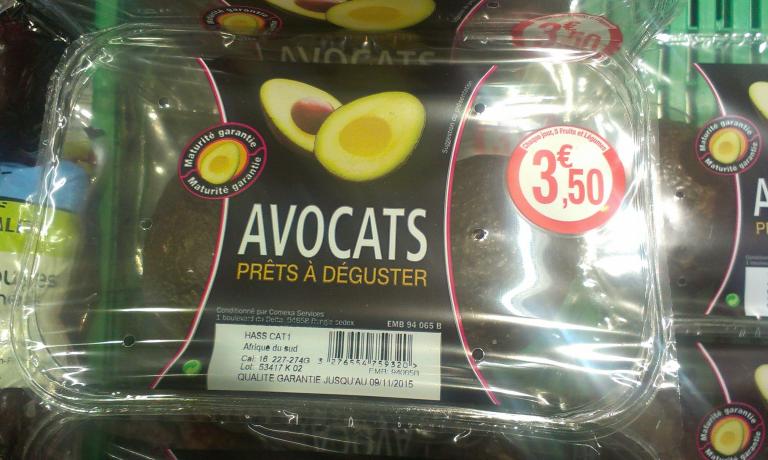Example of pre-packaged avocados