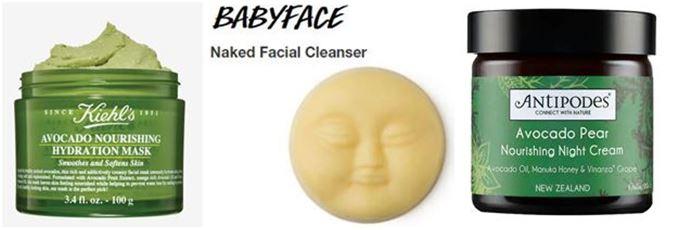 Examples of cosmetics products containing avocado oil and butter in Europe