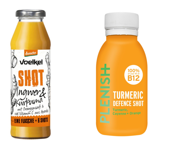 Examples of juice shots available on the European market