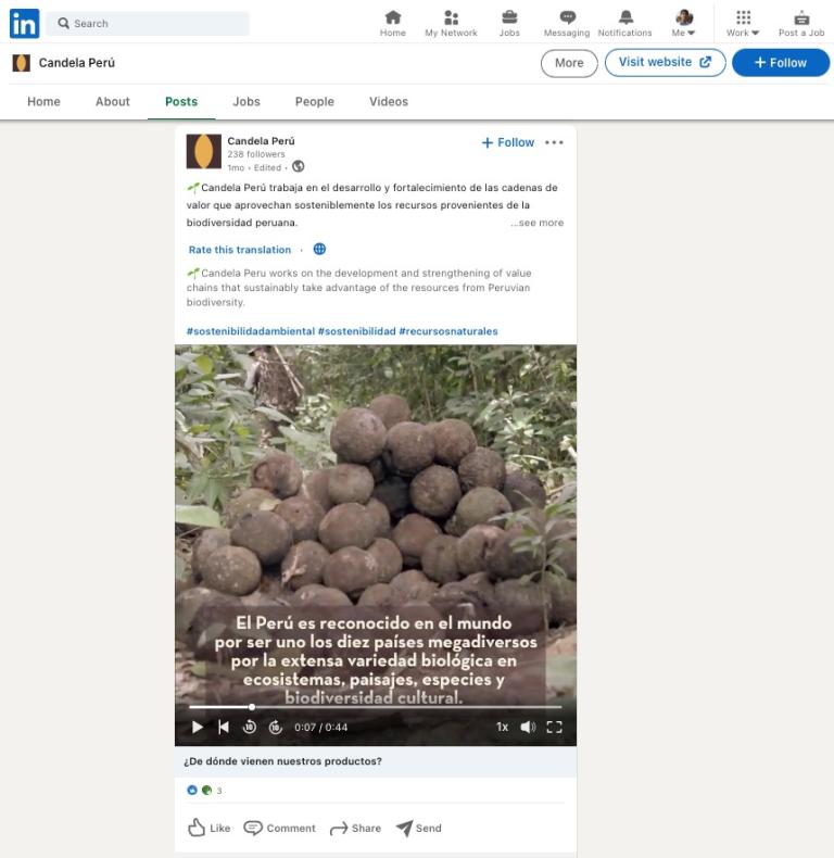 Candela Peru LinkedIn post