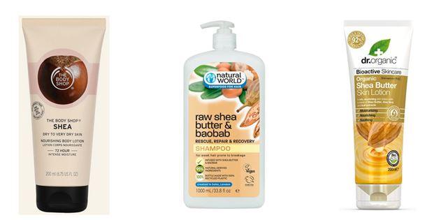 Examples of cosmetic products containing shea butter in Europe