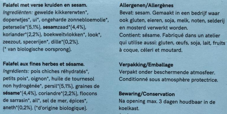 Example of ingredient list