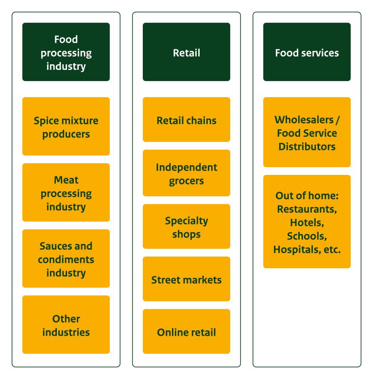 End market segments for Curcuma longa in Europe