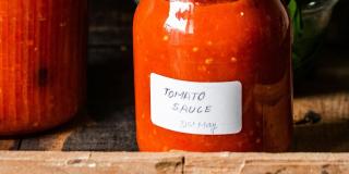 Tomato sauce in glass jars