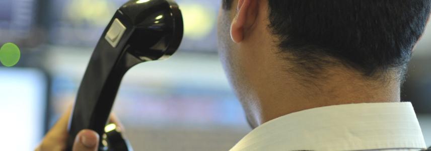 Call centre employee answering the phone